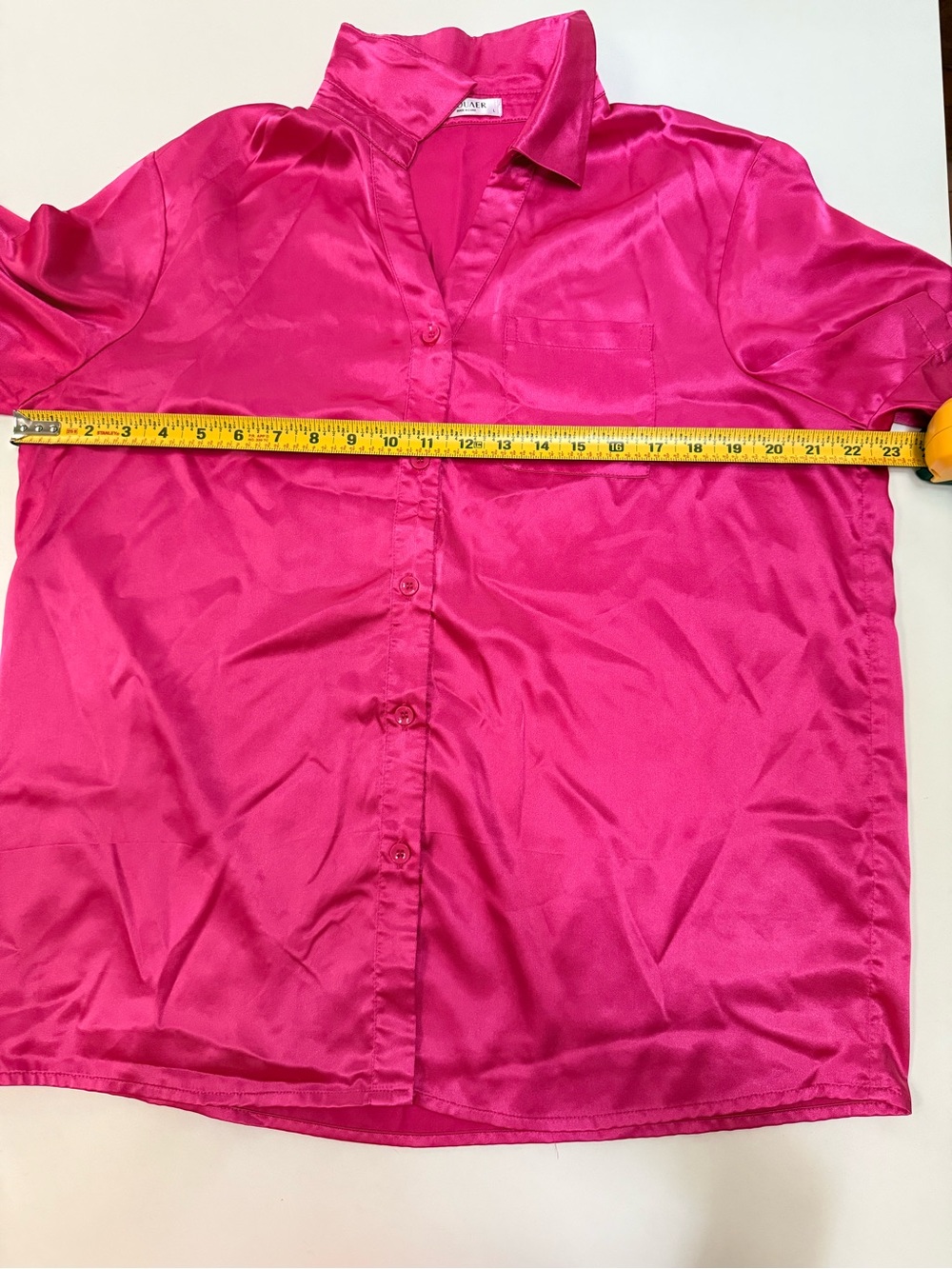 Bright Fuchsia Satin Two-Piece Pajama Set Sz Large - Picture 6 of 11